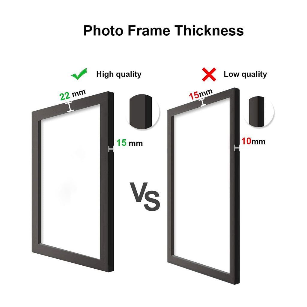 Premium black frames, modern living room styling, and the perfect way to showcase cherished memories.