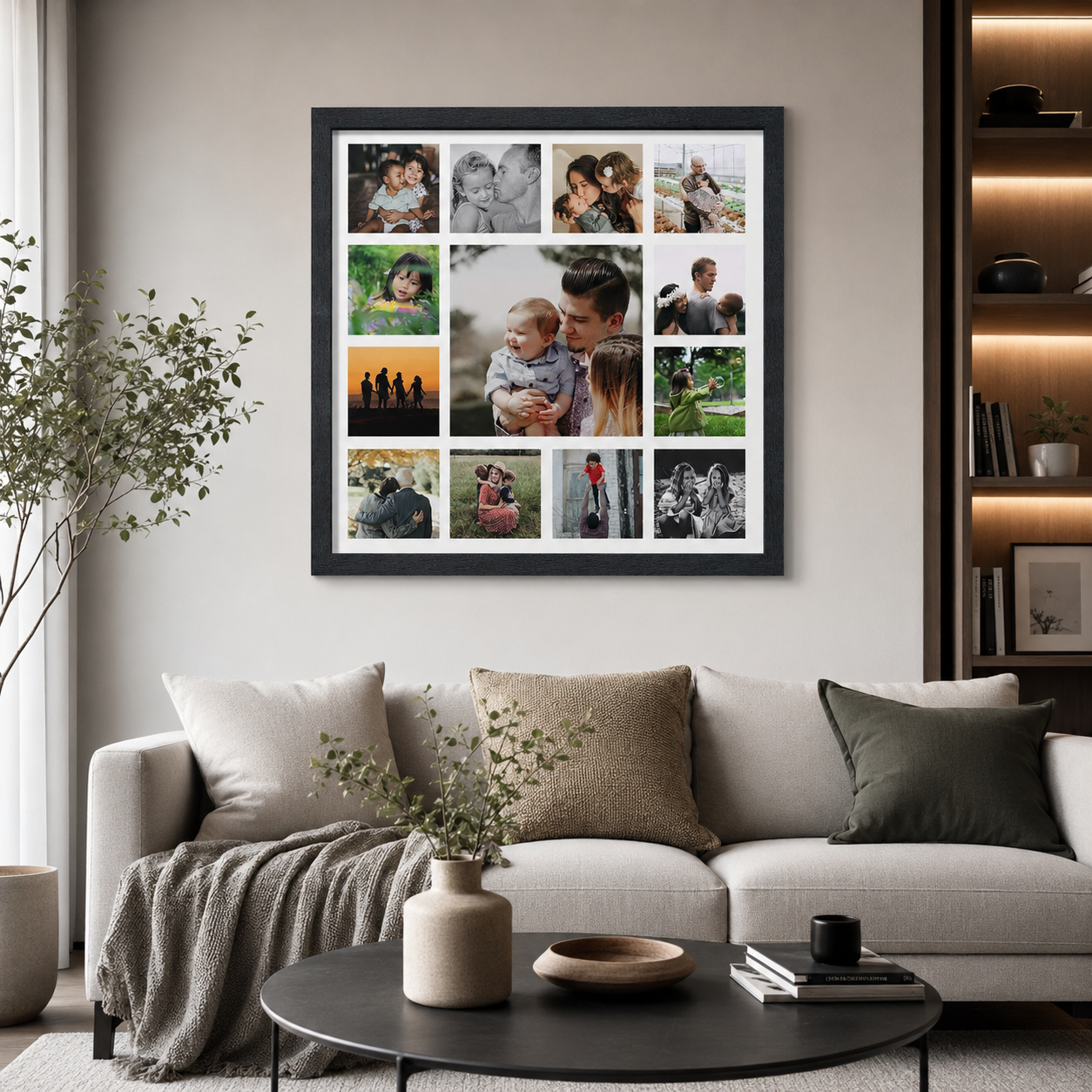 Black multi-photo collage frame — personalized gift for birthdays and anniversaries