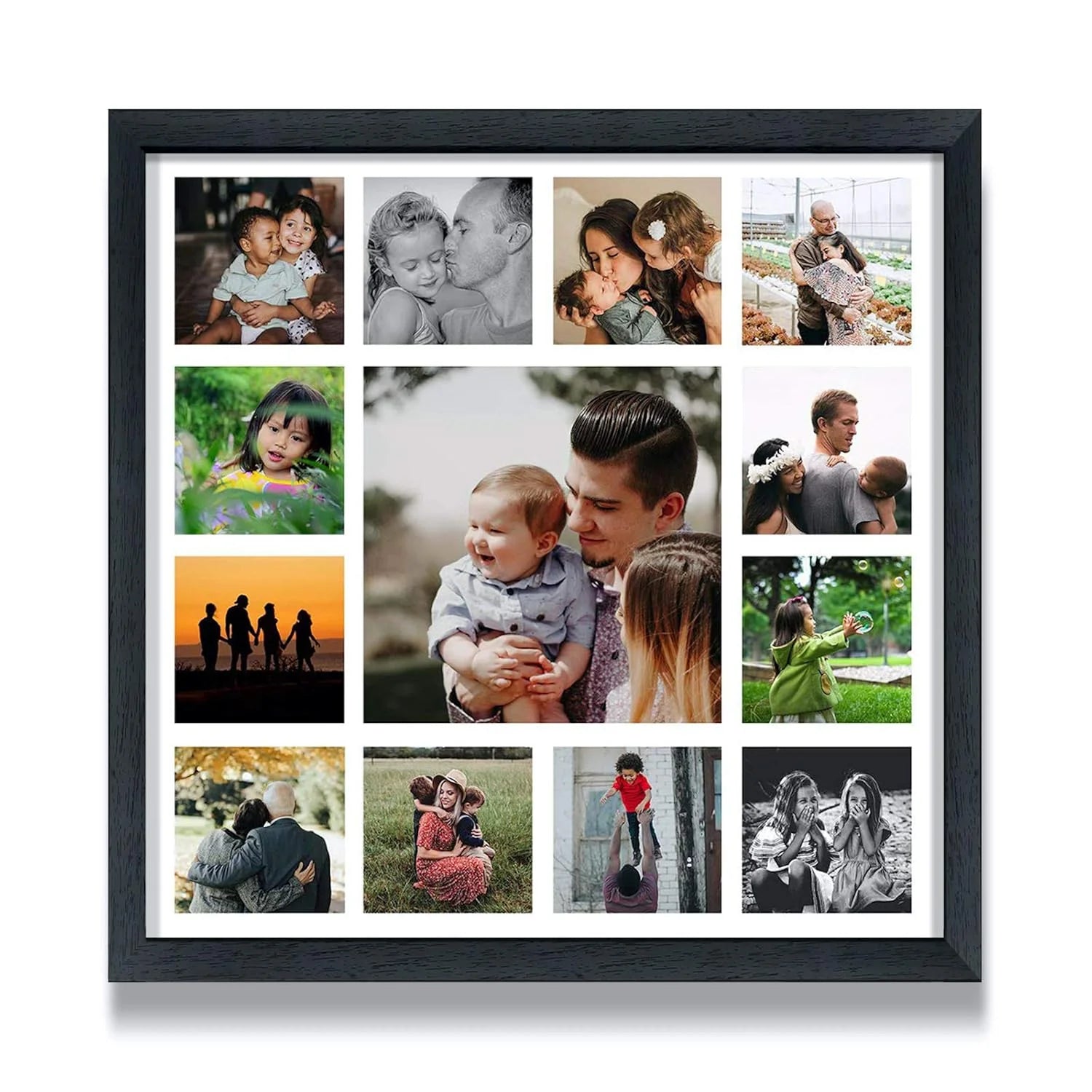 Black multi-photo collage frame — personalized gift for birthdays and anniversaries