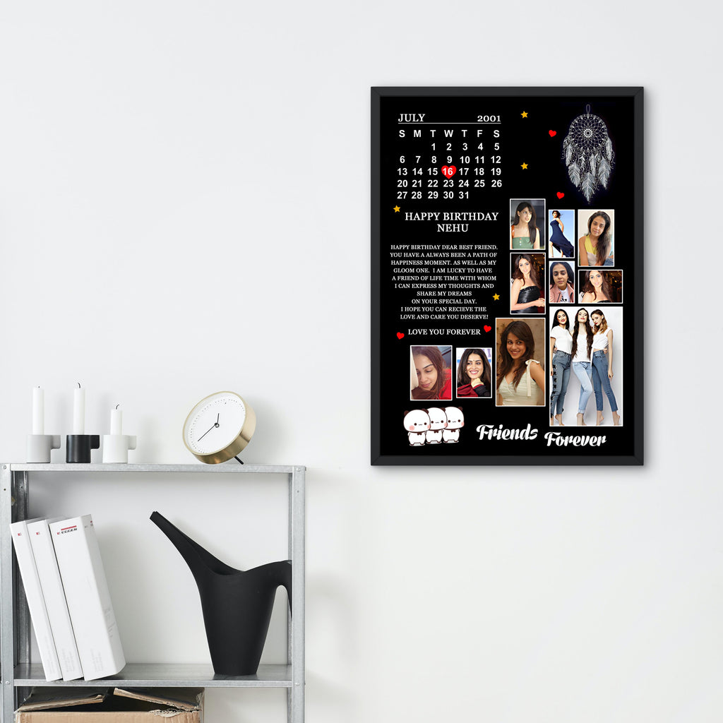 Custom birthday photo frame with Friends Forever theme — unique gift for best friend