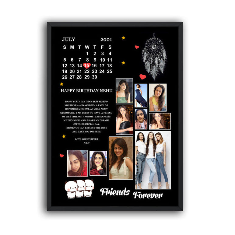 Custom birthday photo frame with Friends Forever theme — unique gift for best friend
