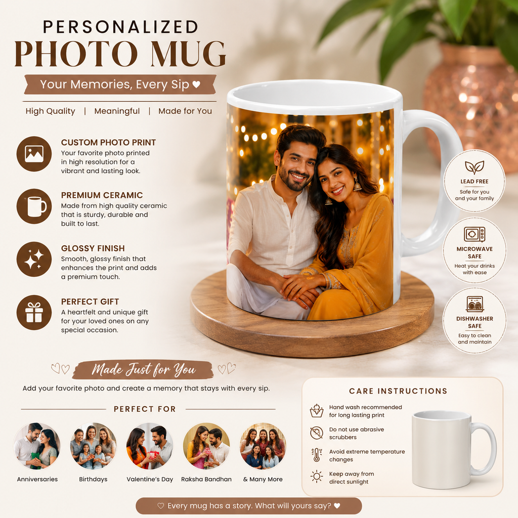 Personalized Photo Coffee Mug – Custom Couple Picture Printed Mug Gift